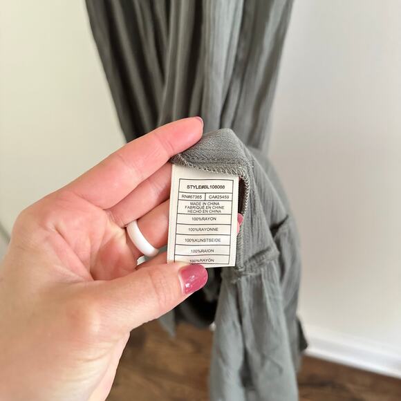 BB Dakota Tiered Ruffled Sleeveless Scoop Neck Maxi Maternity Dress Green L - Picture 5 of 10